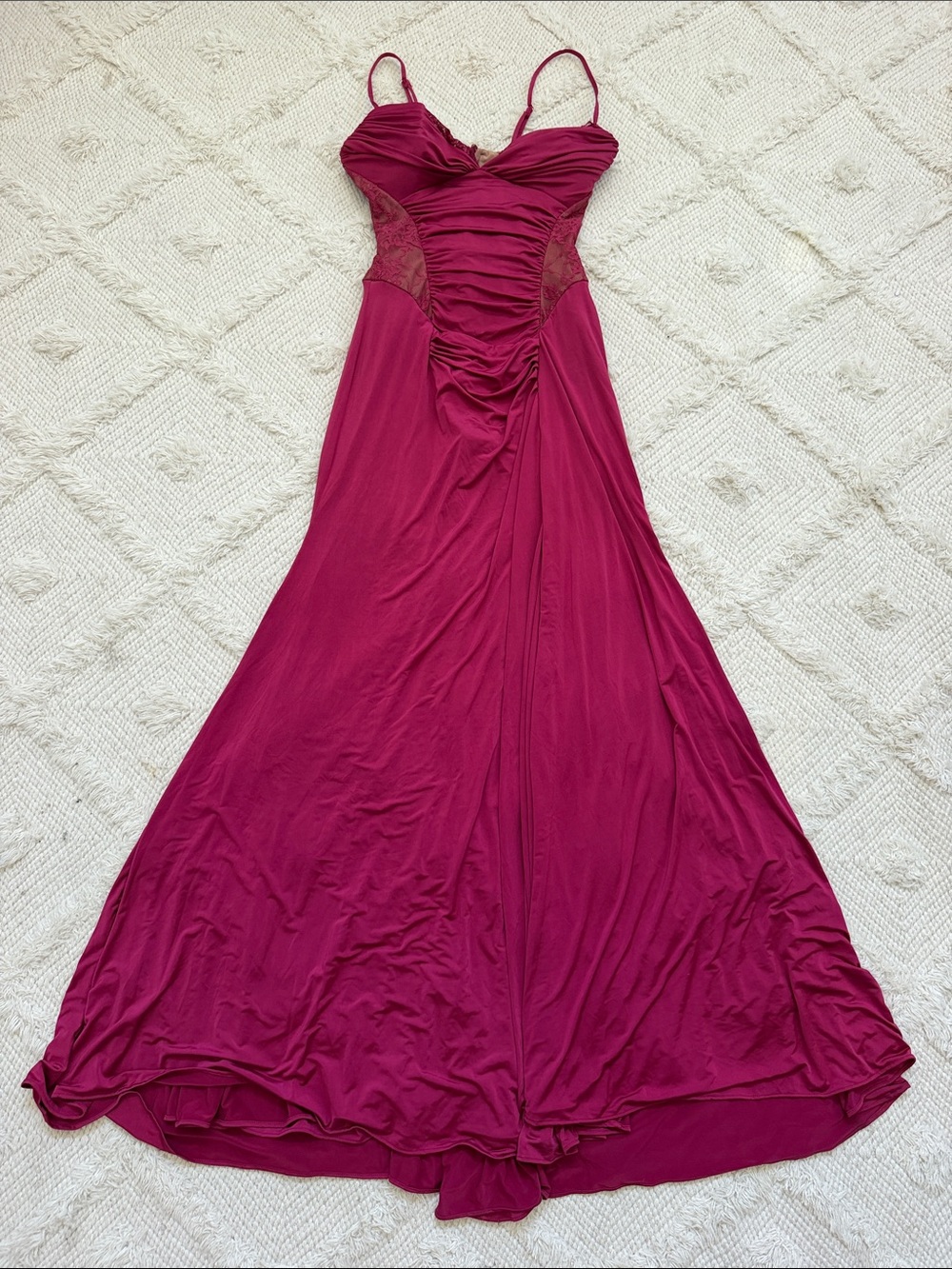 House Of CB Sabrine Wine Lace Trim Maxi Dress + Corset - Picture 5 of 11